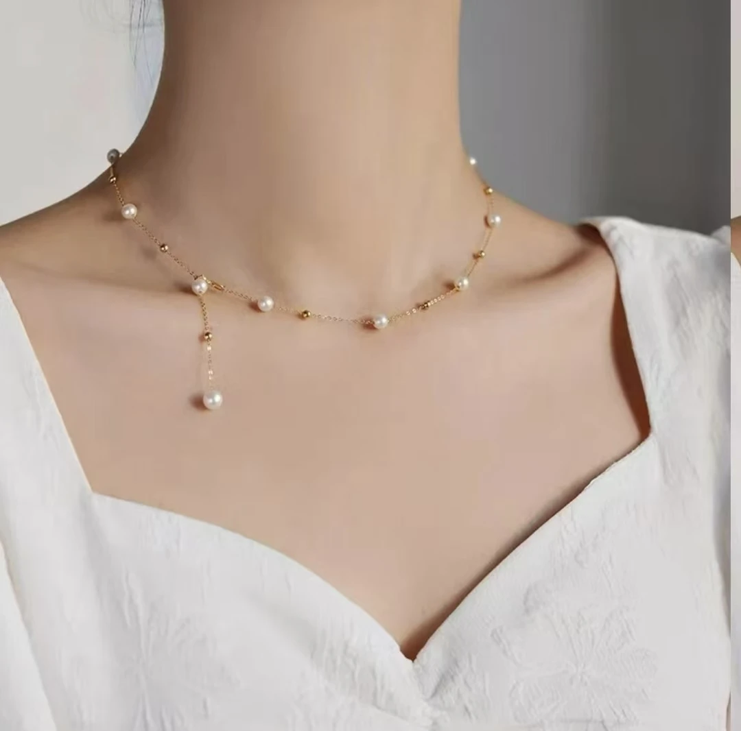 【惠子专属】淡水无核珍珠时尚满天星项链同款两件套 5.5-6mm