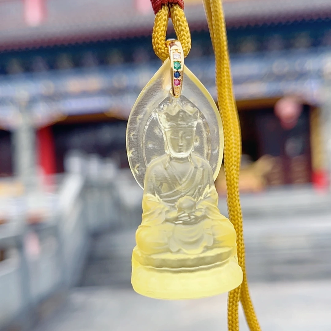 九华山直发琉璃地藏吊坠