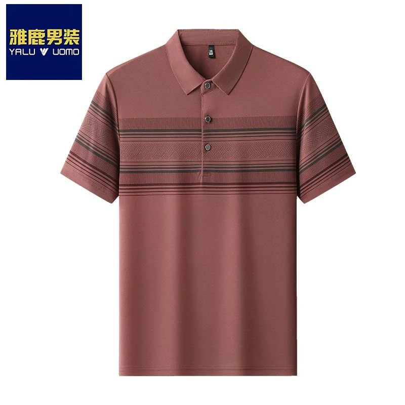 雅鹿男装中年POLO衫夏季休闲冰感舒适亲肤高级感潮品质套装爸爸装
