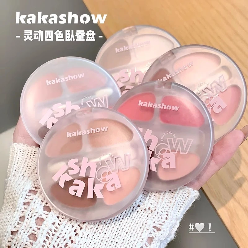 kakashow四色卧蚕盘修饰阴影一体盘新手学生复古大地色珠光眼影女