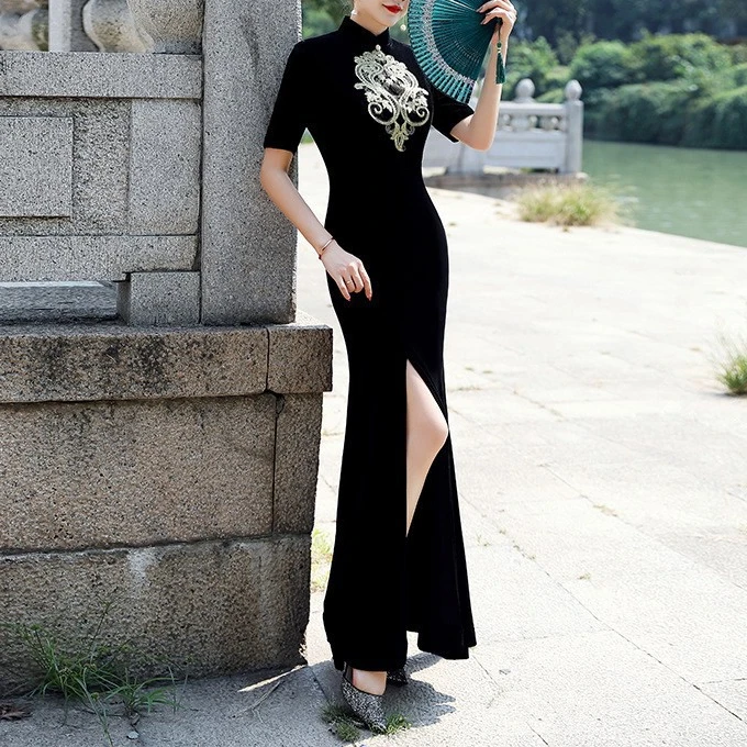 走秀旗袍2025新款中国风优雅显瘦服演出礼服裙长款气质改良版旗袍