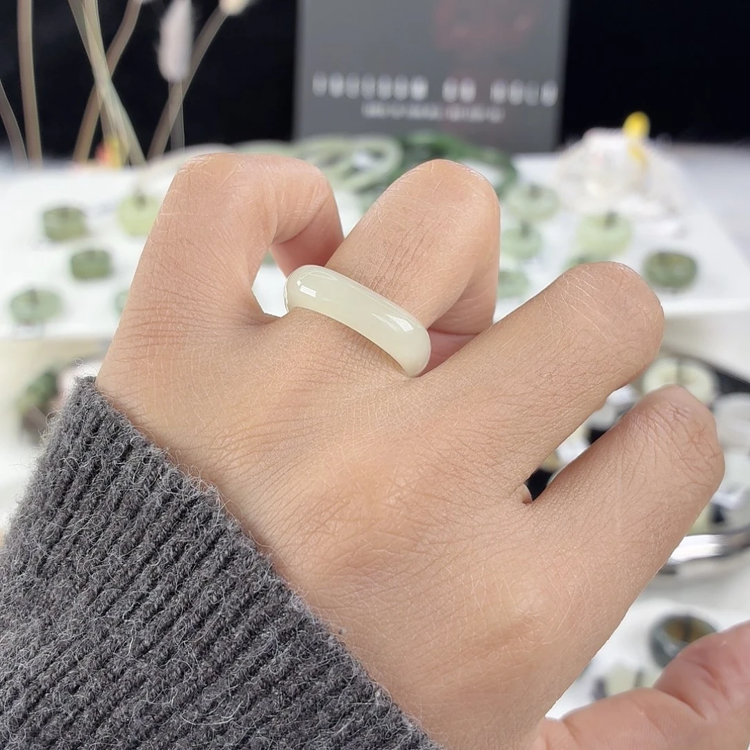 和田玉未镶嵌戒指i55晴水方圆16.9不退换