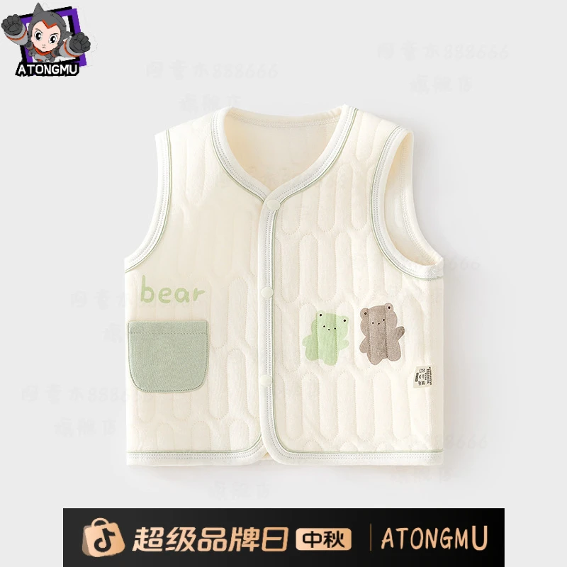 婴儿保暖马甲秋冬季宝宝夹棉背心儿童坎肩马夹新生儿纯棉护肚上衣