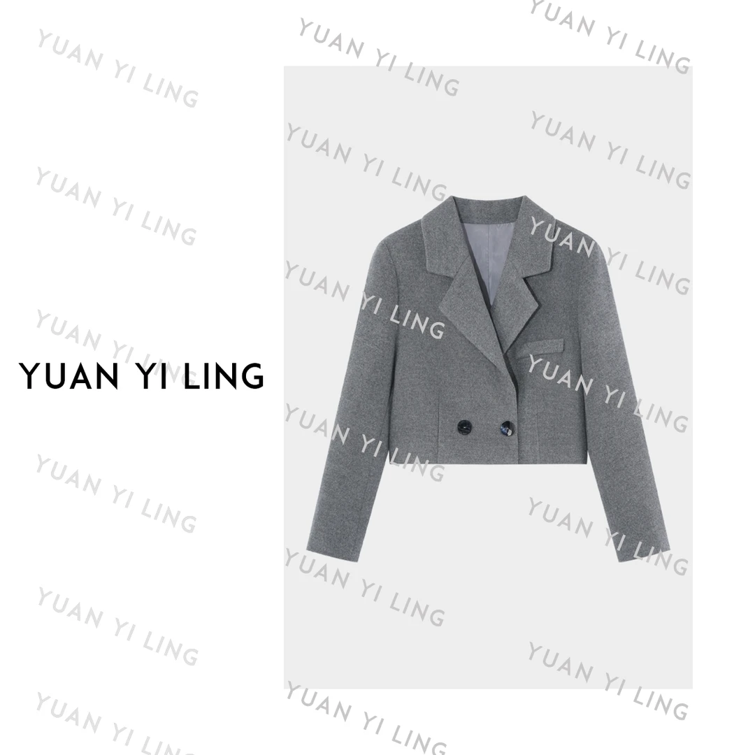 袁艺灵【巴黎胶片】25秋冬法兰绒天丝羊毛翻领精致高级感短外套8227