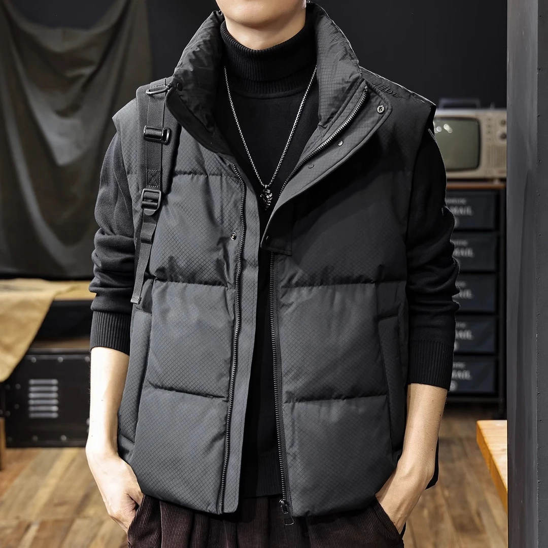 U&PURA蓬松羽绒马甲男2025冬新款高充绒保暖外穿马夹短款连帽潮流