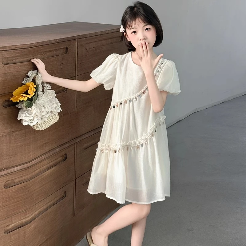 2025新款女童夏装连衣裙儿童夏季裙子大童波西米亚洋气女孩公主裙