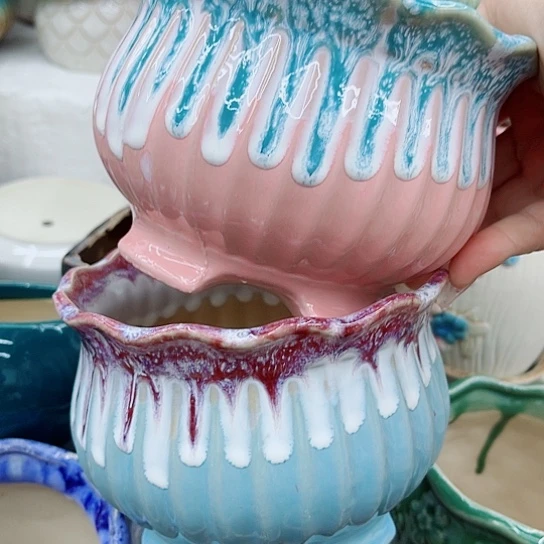 多肉绿植陶瓷花盆9.9包邮，有空