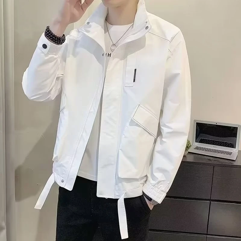 翻领男士休闲潮流夹克男修身潮流外套百搭简约上衣