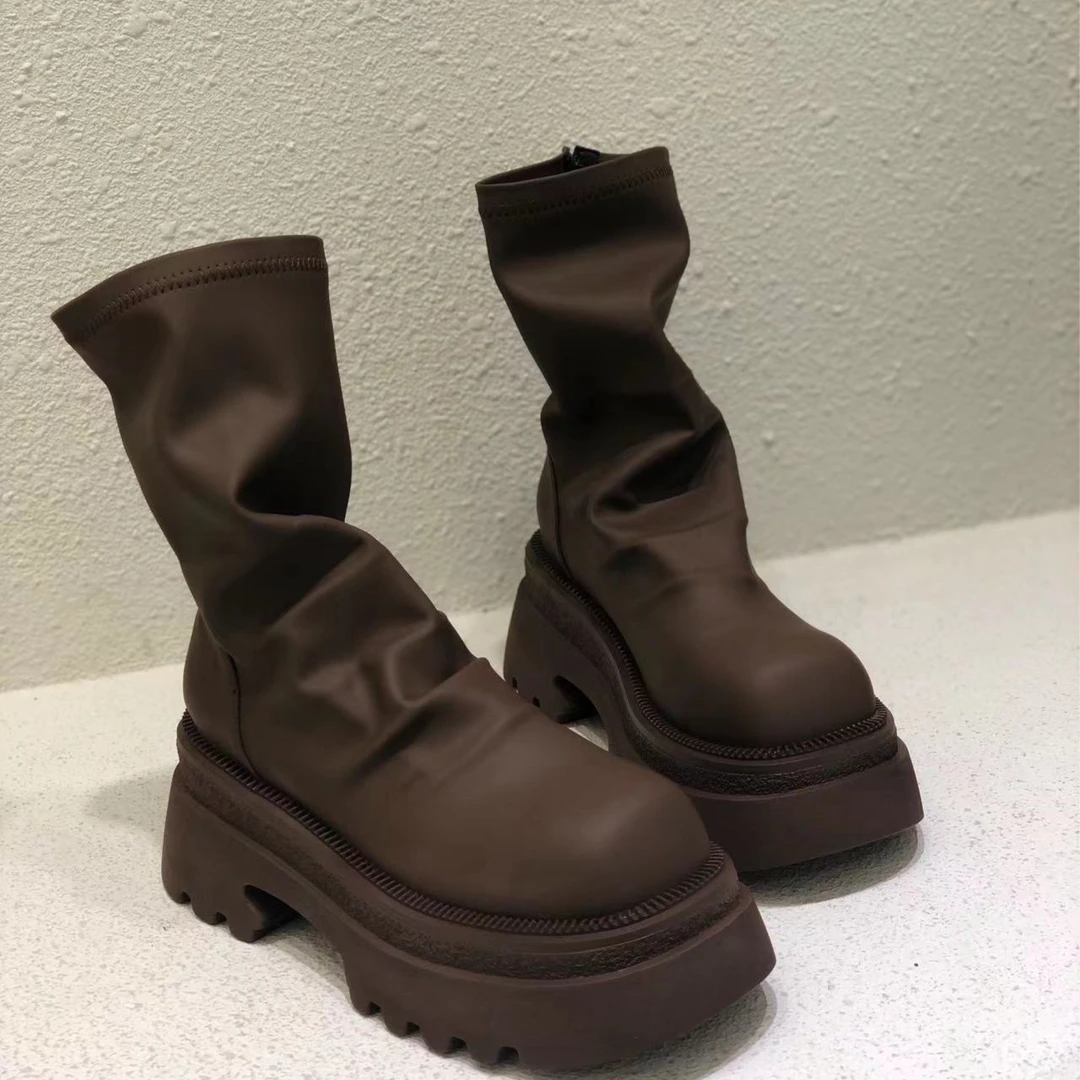 【HeiPa】安暖家春季穿新款厚底带时尚韩版靴子女款8-18-20