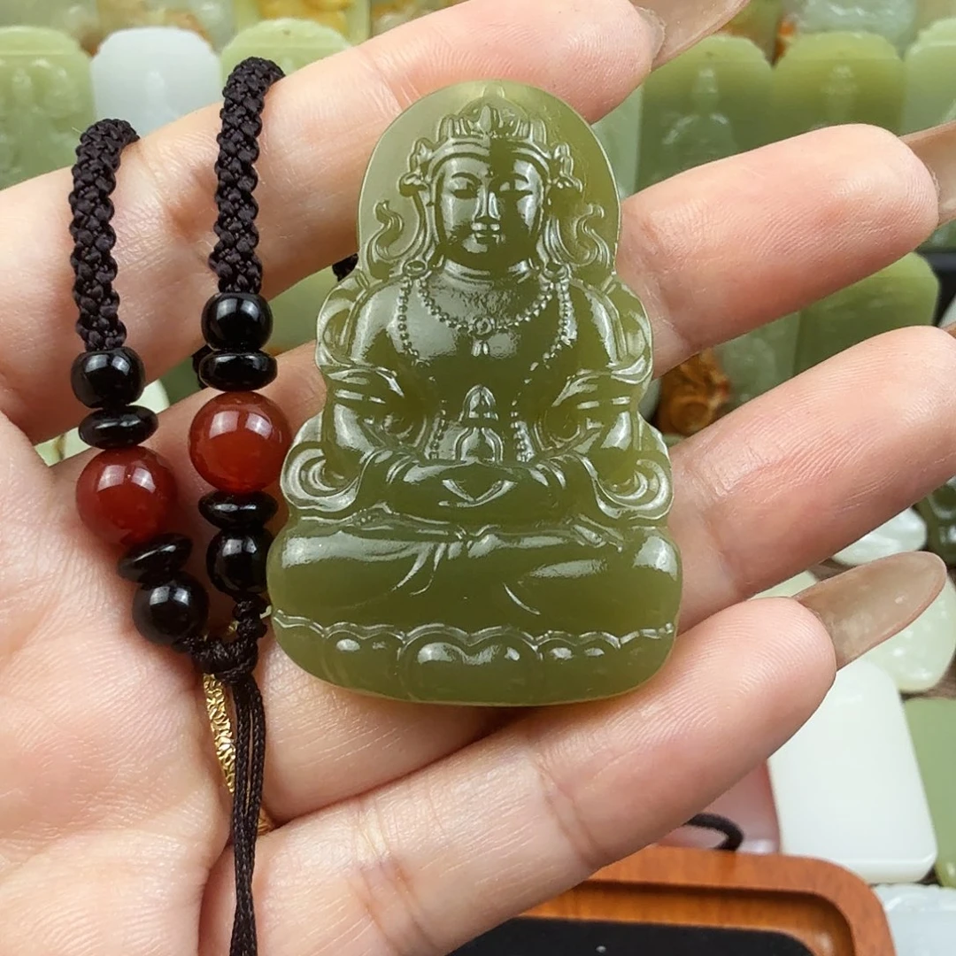 菠菜绿度母观音吊坠