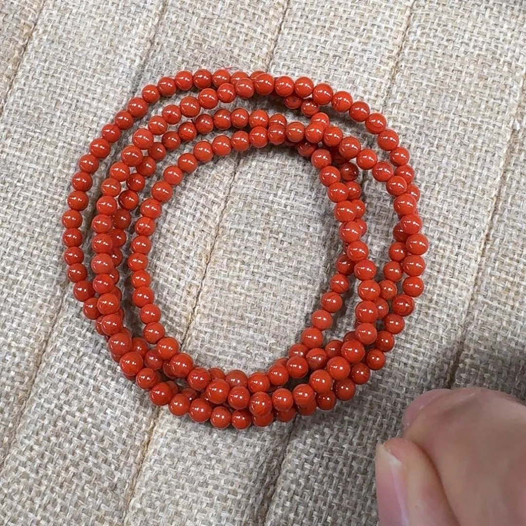 南红玛瑙未镶嵌手链项链多圈原矿南红瓦西满肉满色柿子锦4