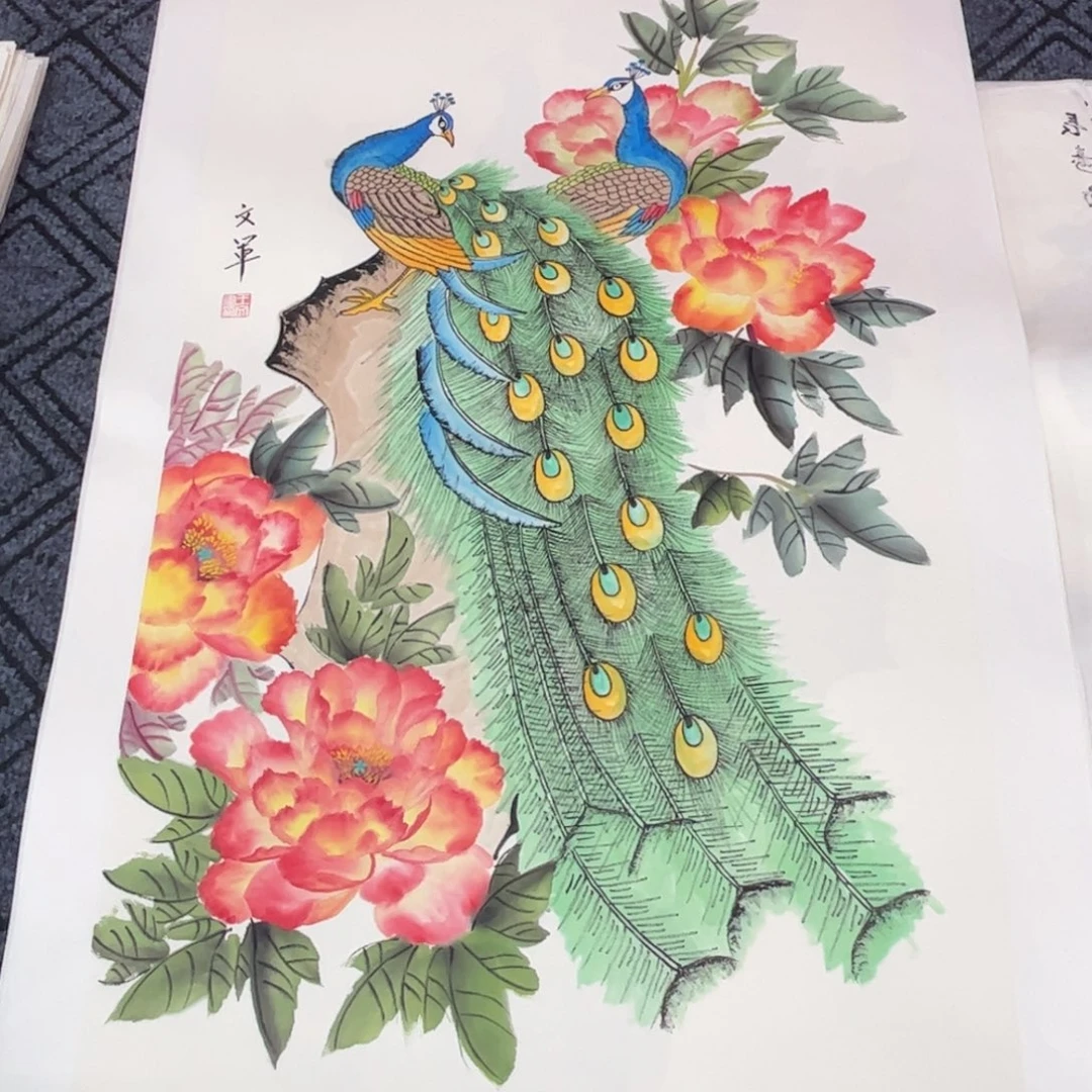 国画三尺花鸟作品s