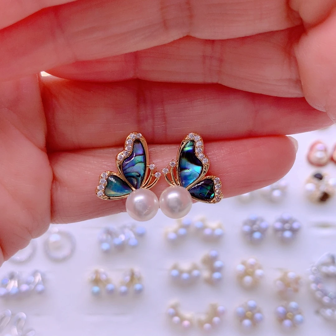 合金淡水珍珠耳饰