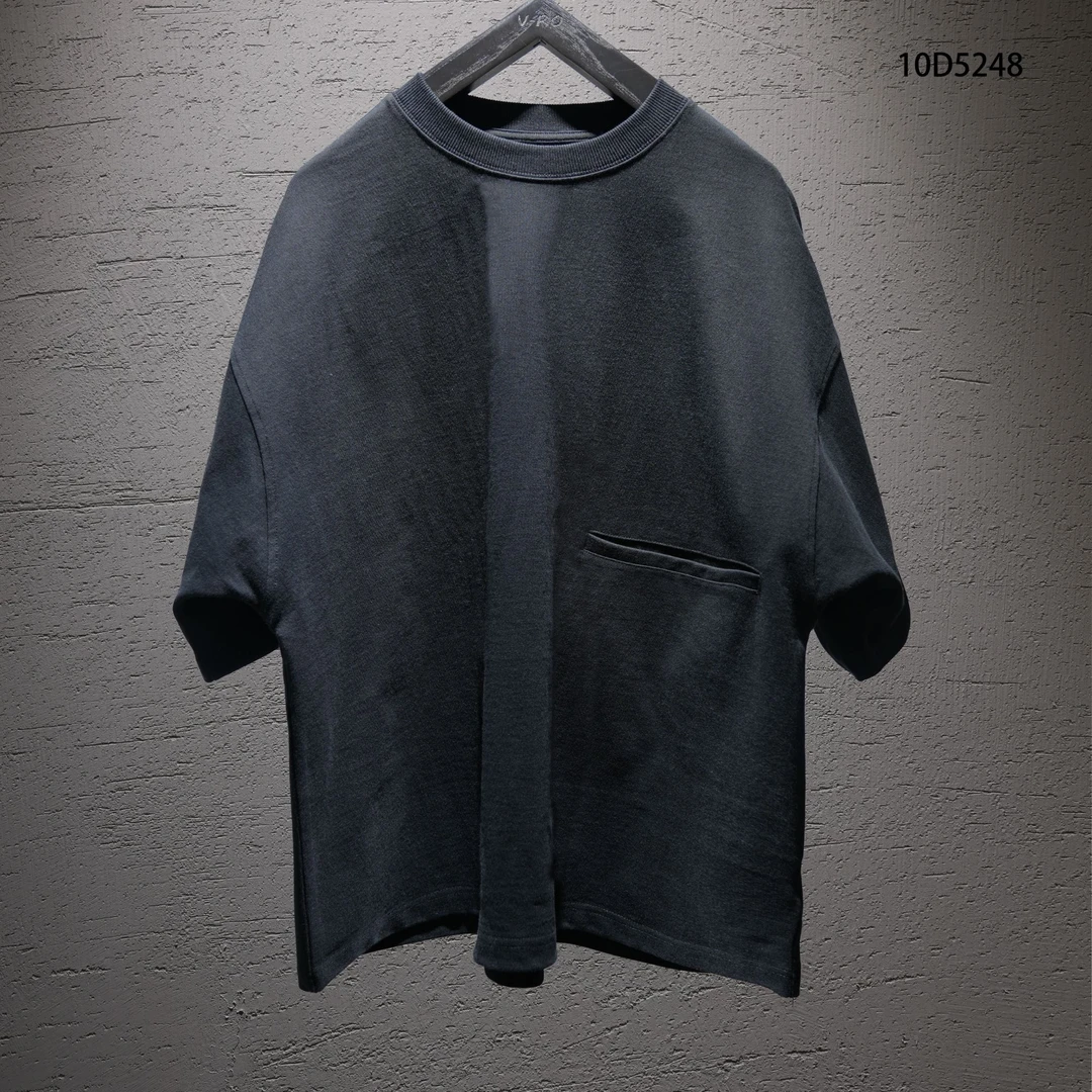 V-RO10D5248日本长绒棉350g净版宽松大口袋针织短袖