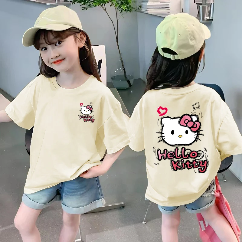 童装女童t恤短袖纯棉儿童夏季2025新款时尚中大童印花女孩上衣