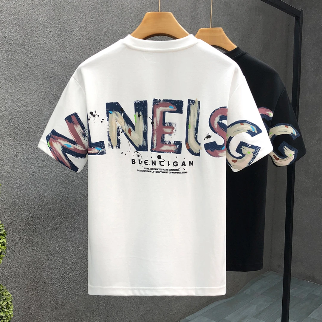 郎的美式个性印花重磅短袖t恤男韩版高端体恤衫2025夏季新款上衣