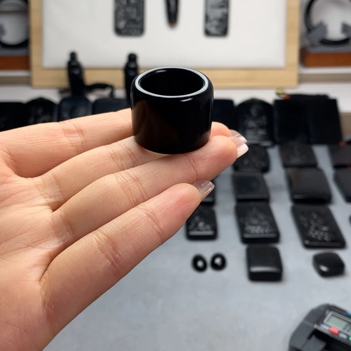 和田玉（墨玉）未镶嵌戒圈体验款19.5内径