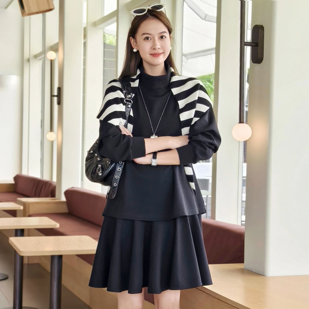 美洋｜赫敏连衣裙 真两件魔法学院~背心裙高领套头衫