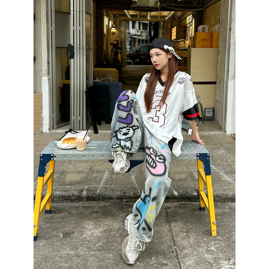 【3号球服上衣】V77小众设计短袖街头撞色拼接网 面白色球服