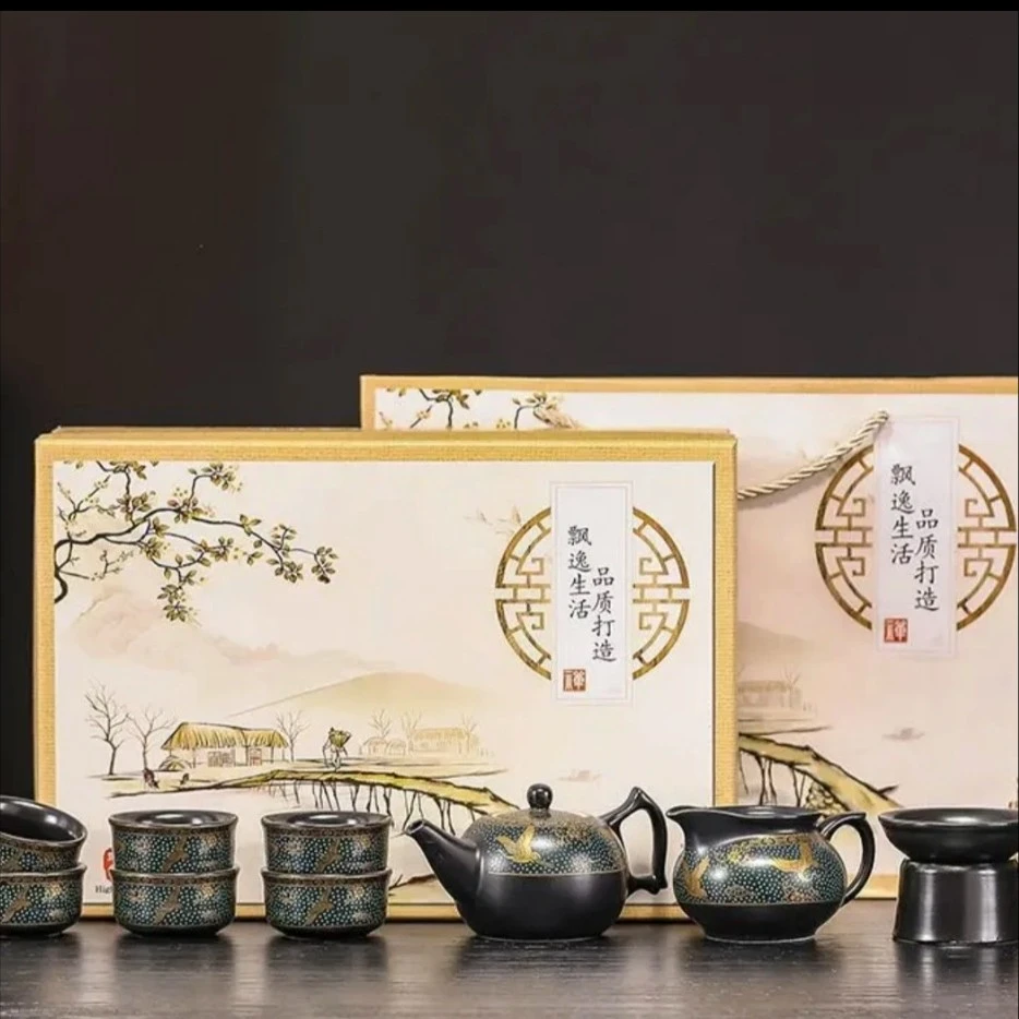 A 111松鹤中式功夫茶具套装复古家用高档礼盒装