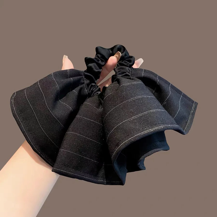 【条纹裙摆】韩系高级感公主裙摆大肠发圈条纹气质扎马尾夹头绳黑色