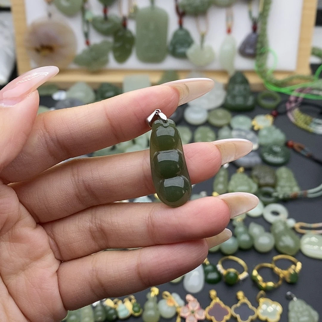 和田玉吊坠(不含链)银S925镶嵌