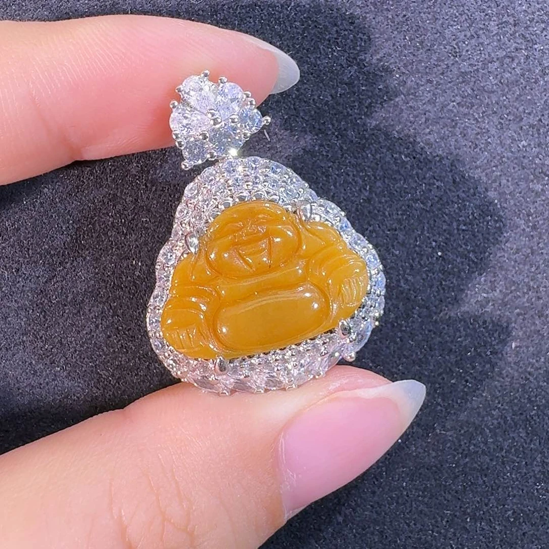 翡翠银S925镶嵌颈饰佛公