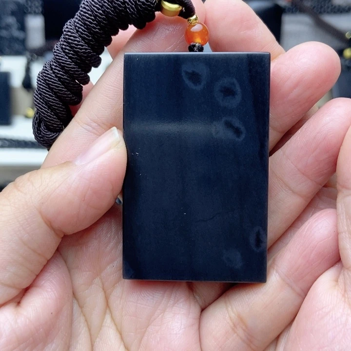 未镶嵌手链和田玉大三五聚墨青花无事牌