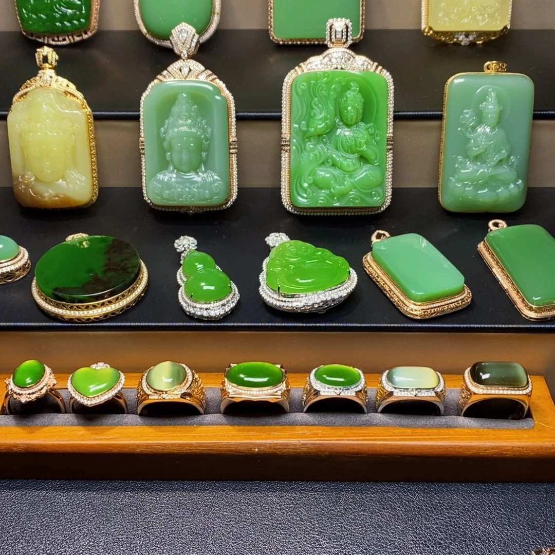 和田玉18K金镶嵌吊坠(不含链)