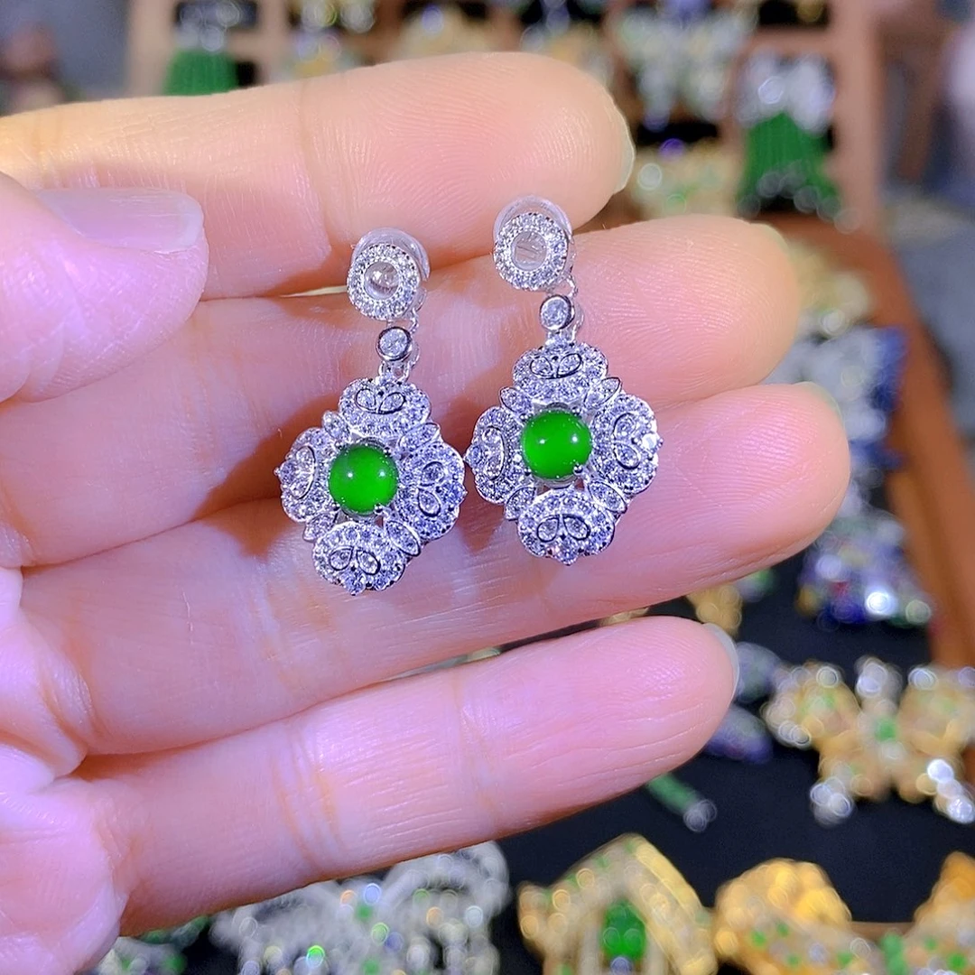 吊坠(不含链)银S925镶嵌翡翠