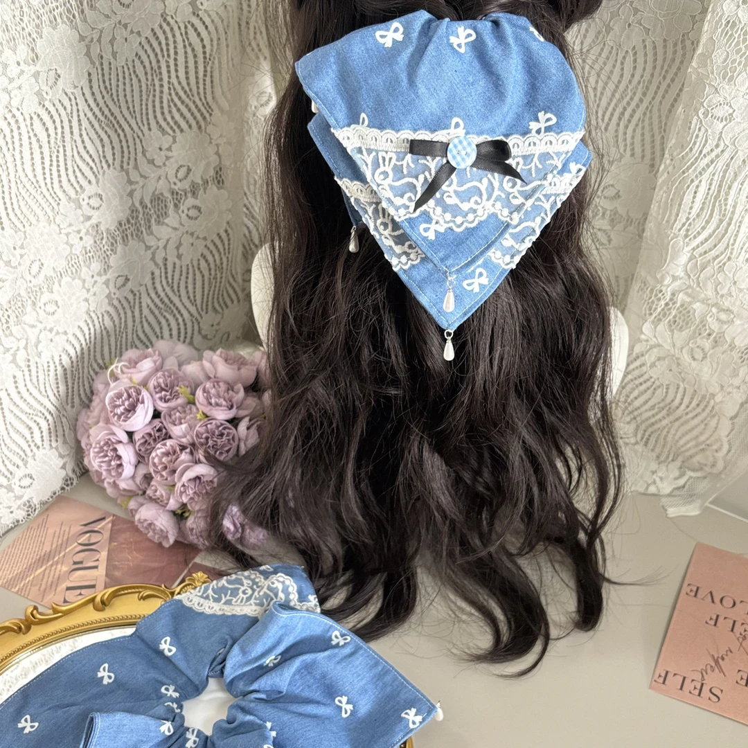 少女风大肠圈可爱发饰原创方巾设计发圈头饰网红饰品手工百搭简约
