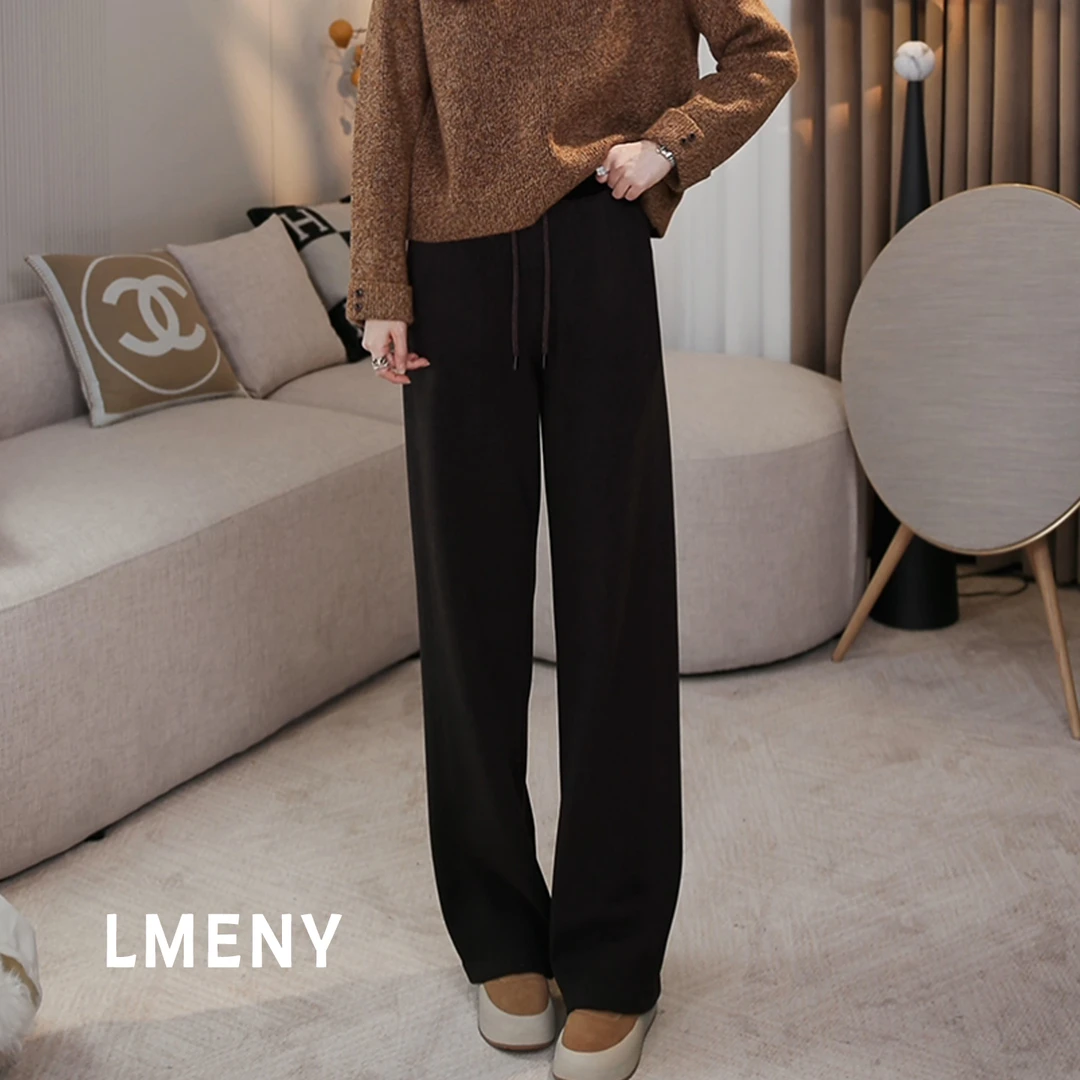 LMENY“冬日懒人裤”加绒直筒裤女25冬新款加厚松阔腿休闲裤25DK024