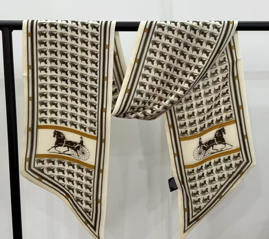 P13【米色小马】新款双层棉质150*22左右精致小飘带