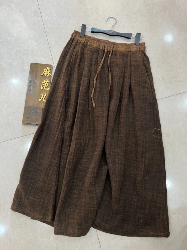 高定色织亚麻半身裙 2507