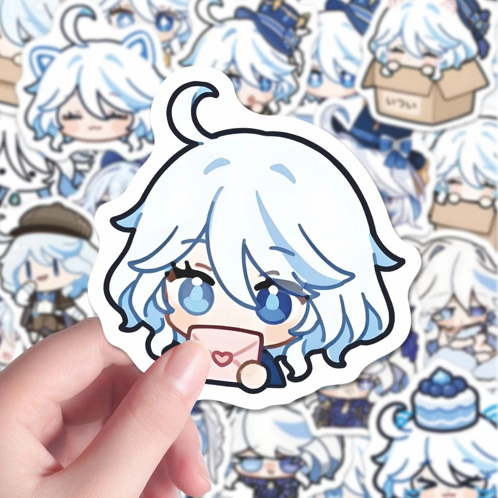 58张芙芙Q版贴纸原神芙宁娜卡通可爱大头趣味装饰手账本贴画防水