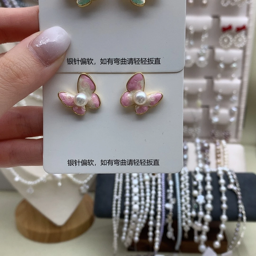 银S925镶嵌耳饰淡水珍珠