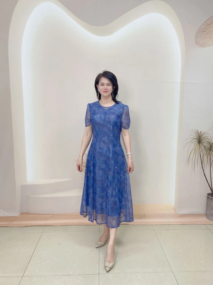 时尚宽松休闲风显瘦印花连衣裙夏季优雅台湾纱连衣裙气质裙子