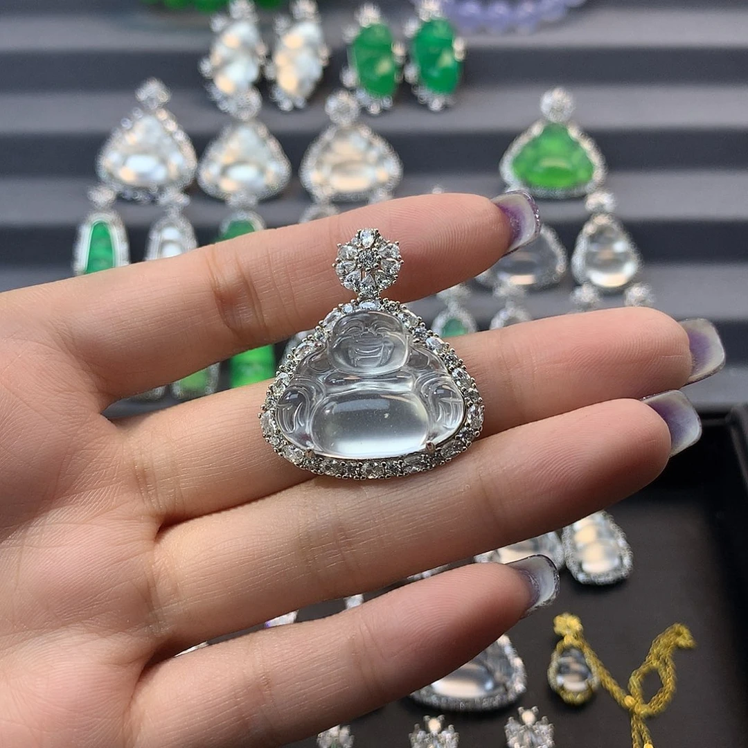 石英质玉银S925镶嵌颈饰