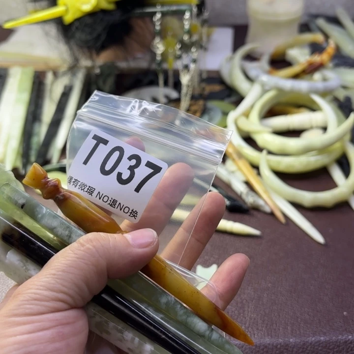 蛇纹石玉发饰合金风*时