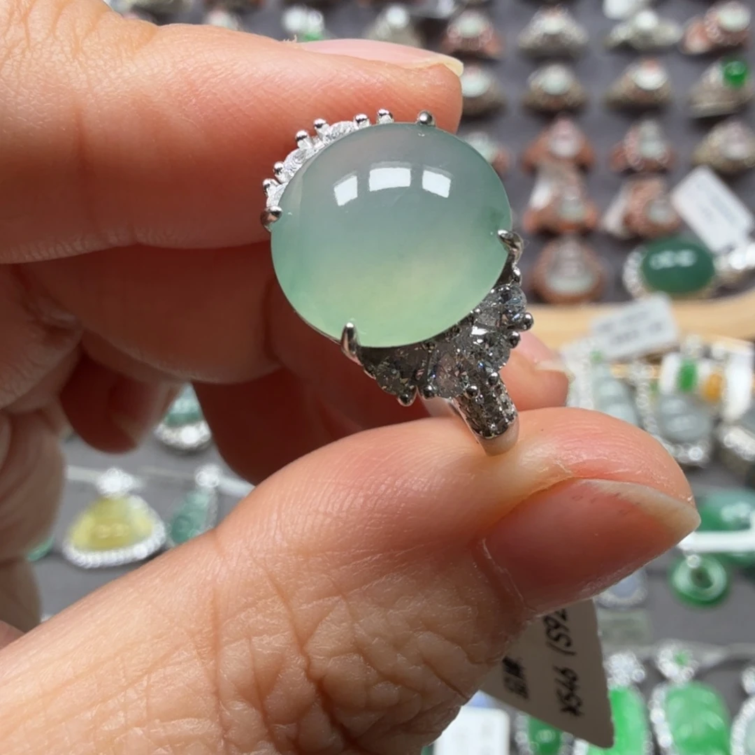 翡翠银S925镶嵌戒指8065