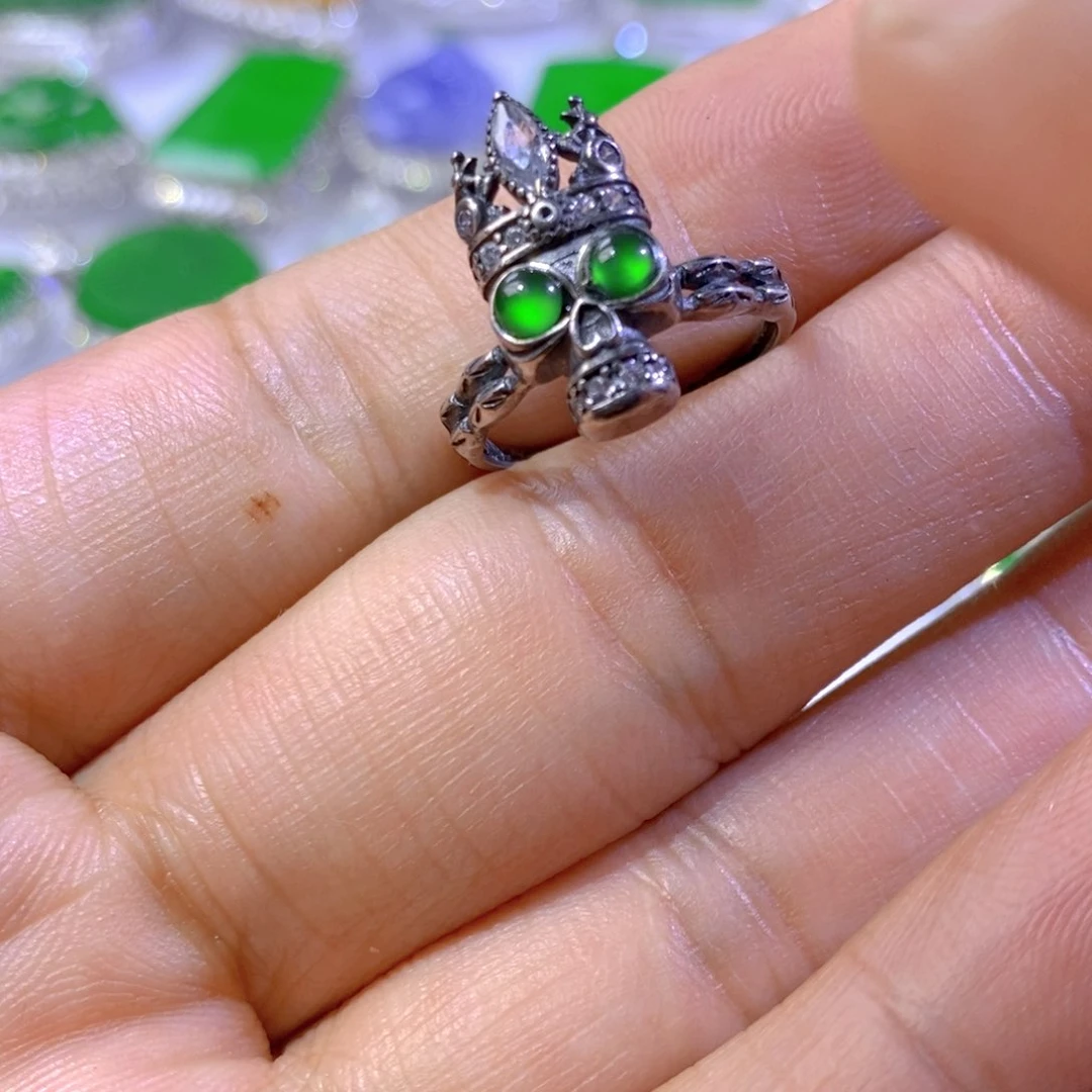 翡翠耳饰银S925镶嵌天然翡翠