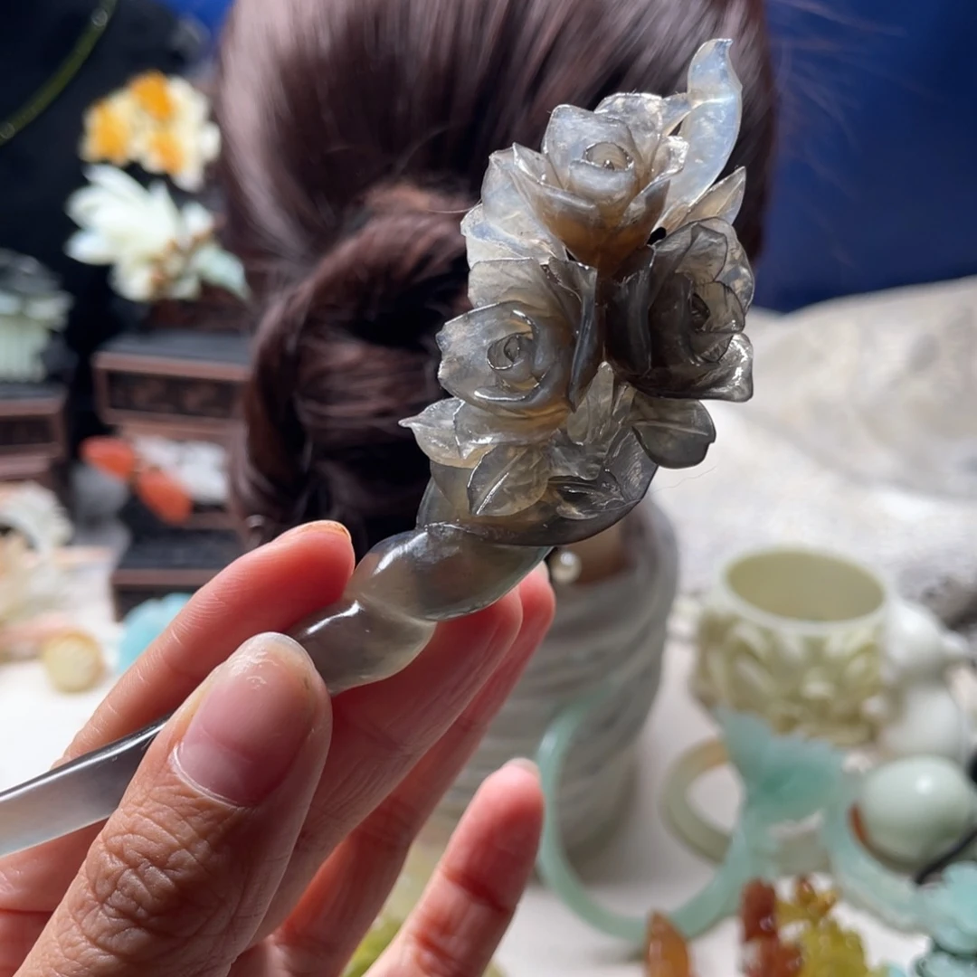 【闪购商品】未镶嵌岫玉发饰阿***.