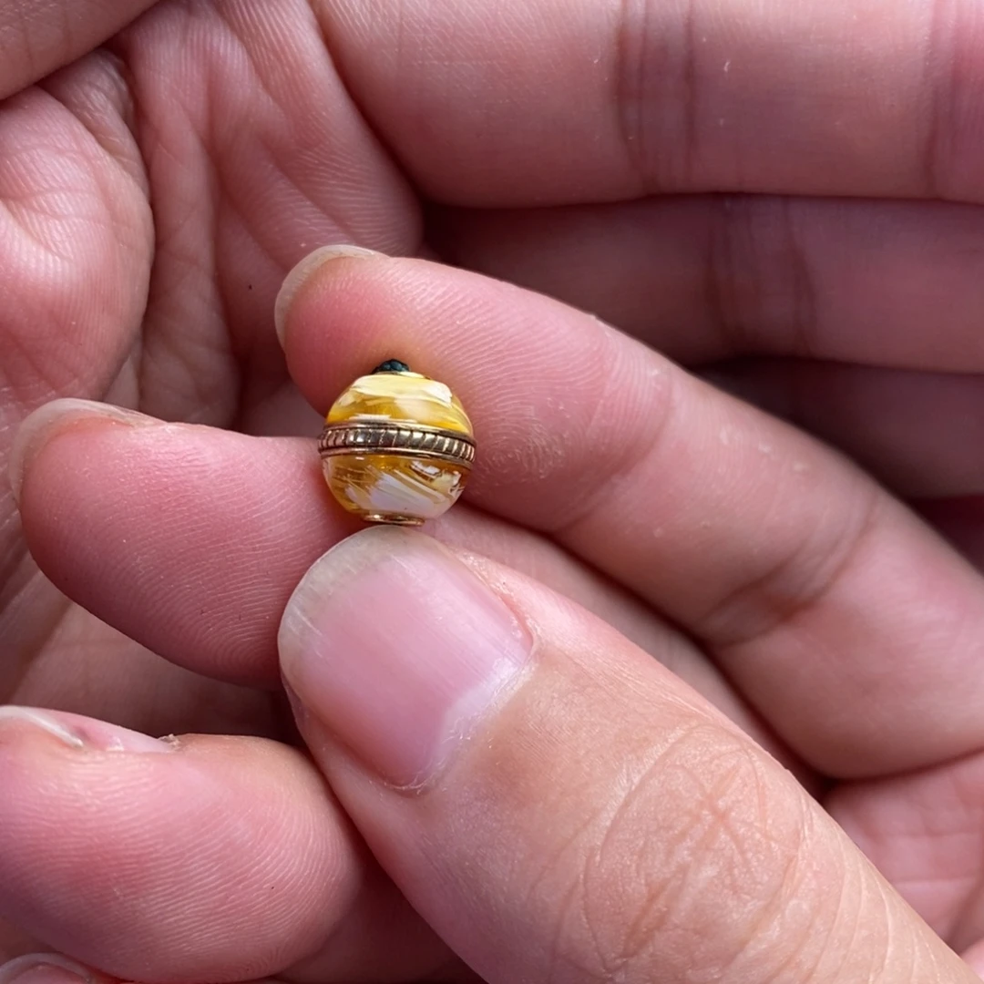 蜜蜡银S925镀金镶嵌裸石11mm