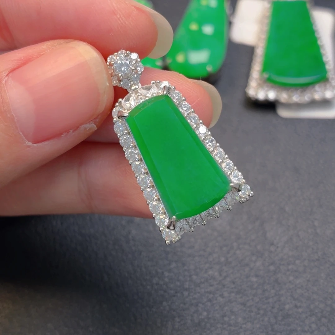 翡翠银S925镶嵌吊坠(不含链)