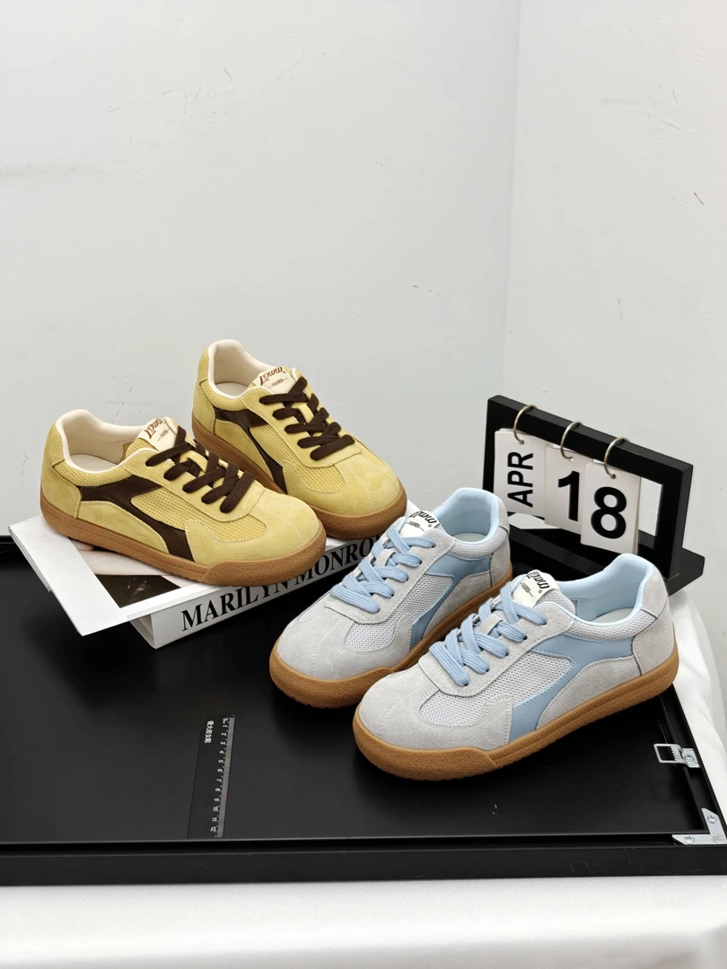 时尚休闲鞋透气胶粘德训鞋街头风夏季运动休闲鞋系带平底