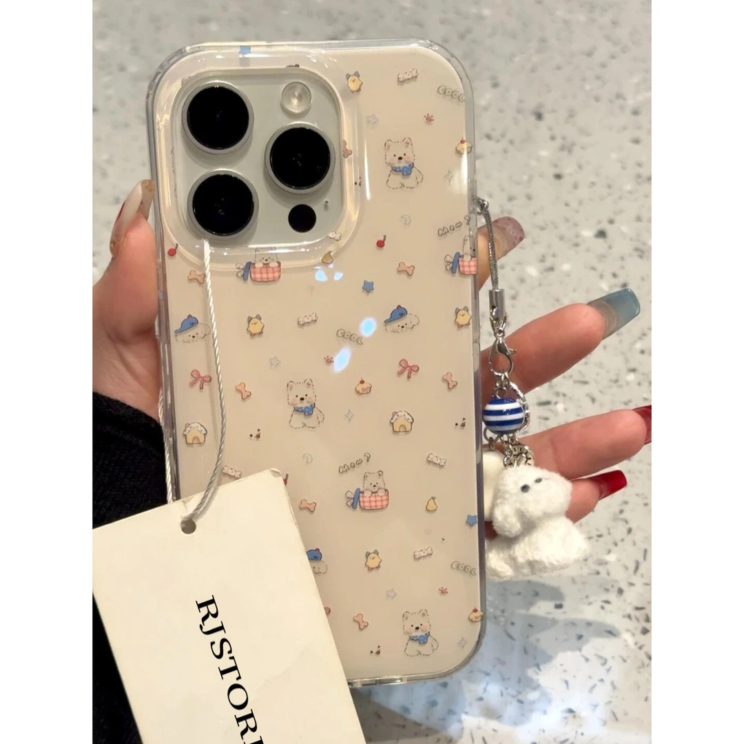 莱冰蛋糕西高地小狗适用iPhone16大孔手机壳华为vivo小米oppo套