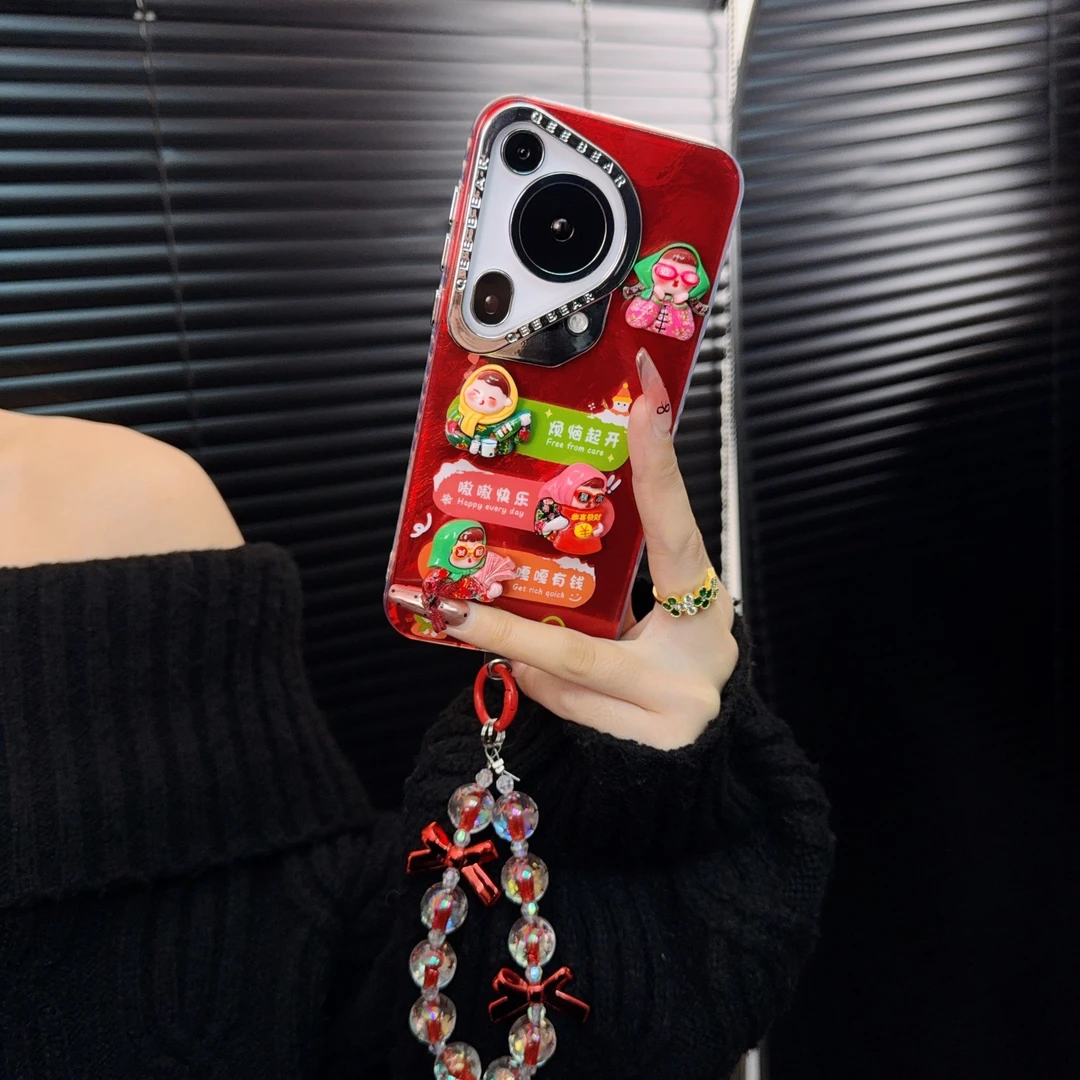 适用华为p70ultra手机壳新款pura70套p70pro卡通公仔嘎嘎有钱女款