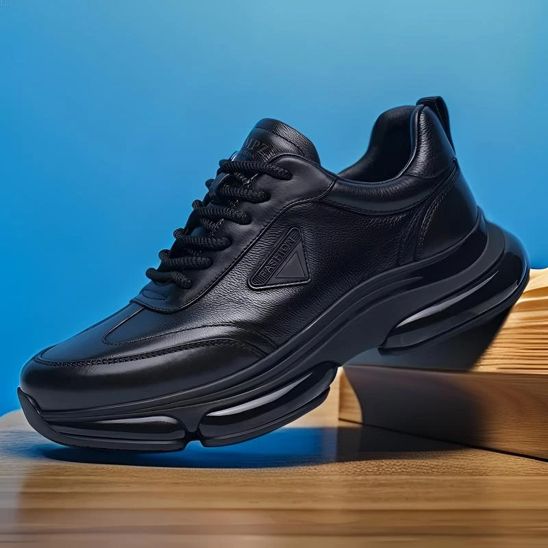 男鞋2025秋季新款真皮时尚厚底运动潮鞋百搭透气舒适软底休闲皮鞋