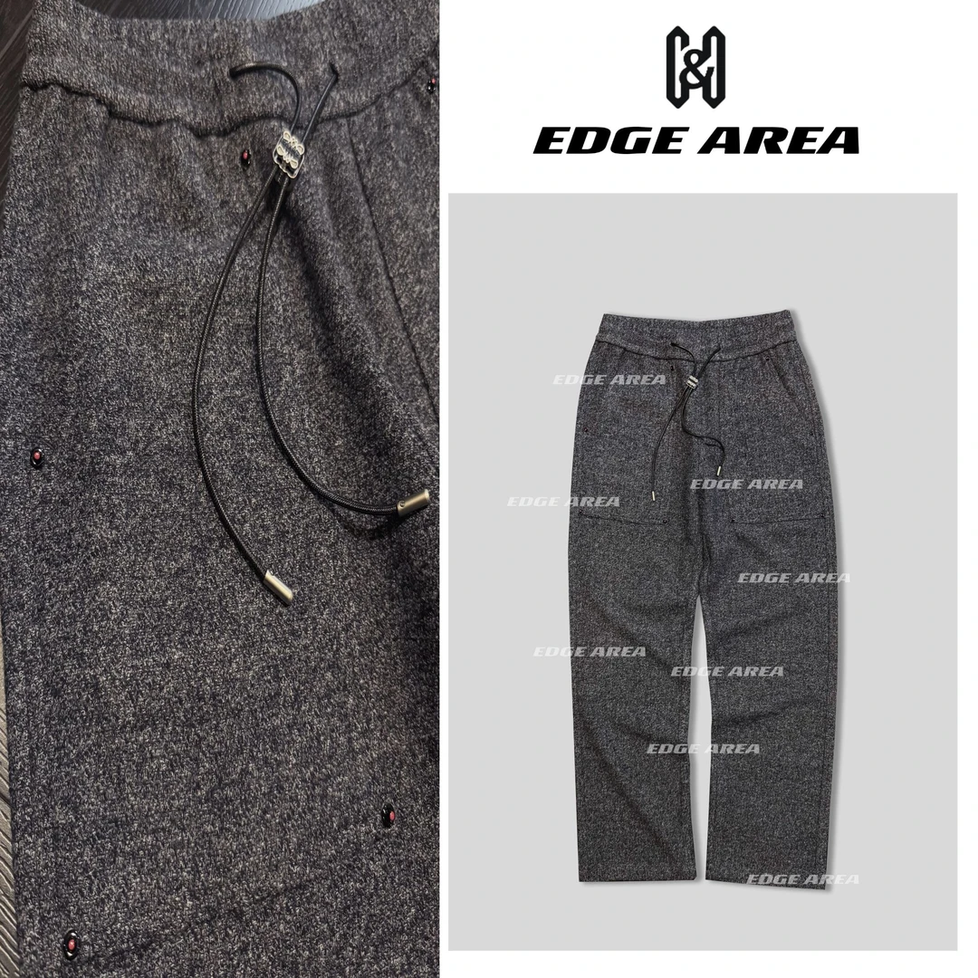 【EDGE AREA】新款老钱风高奢罗*V羊毛醋酸混纺休闲裤男抽绳55-529