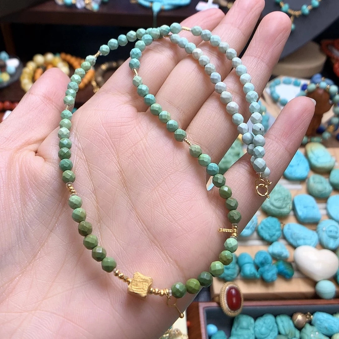 18K金镶嵌绿松石颈饰